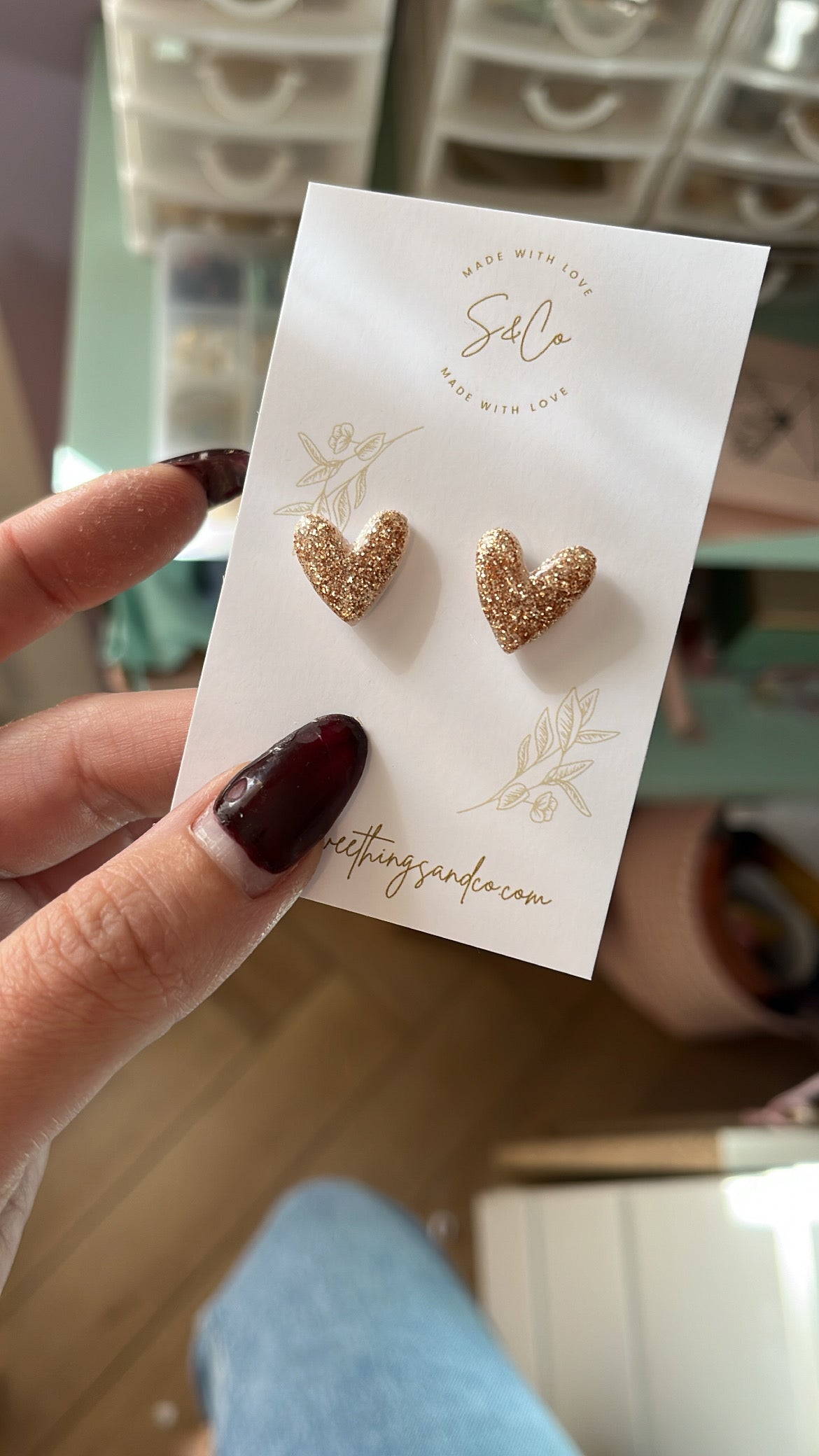 Puces d'oreilles Cœur ♡ paillettes