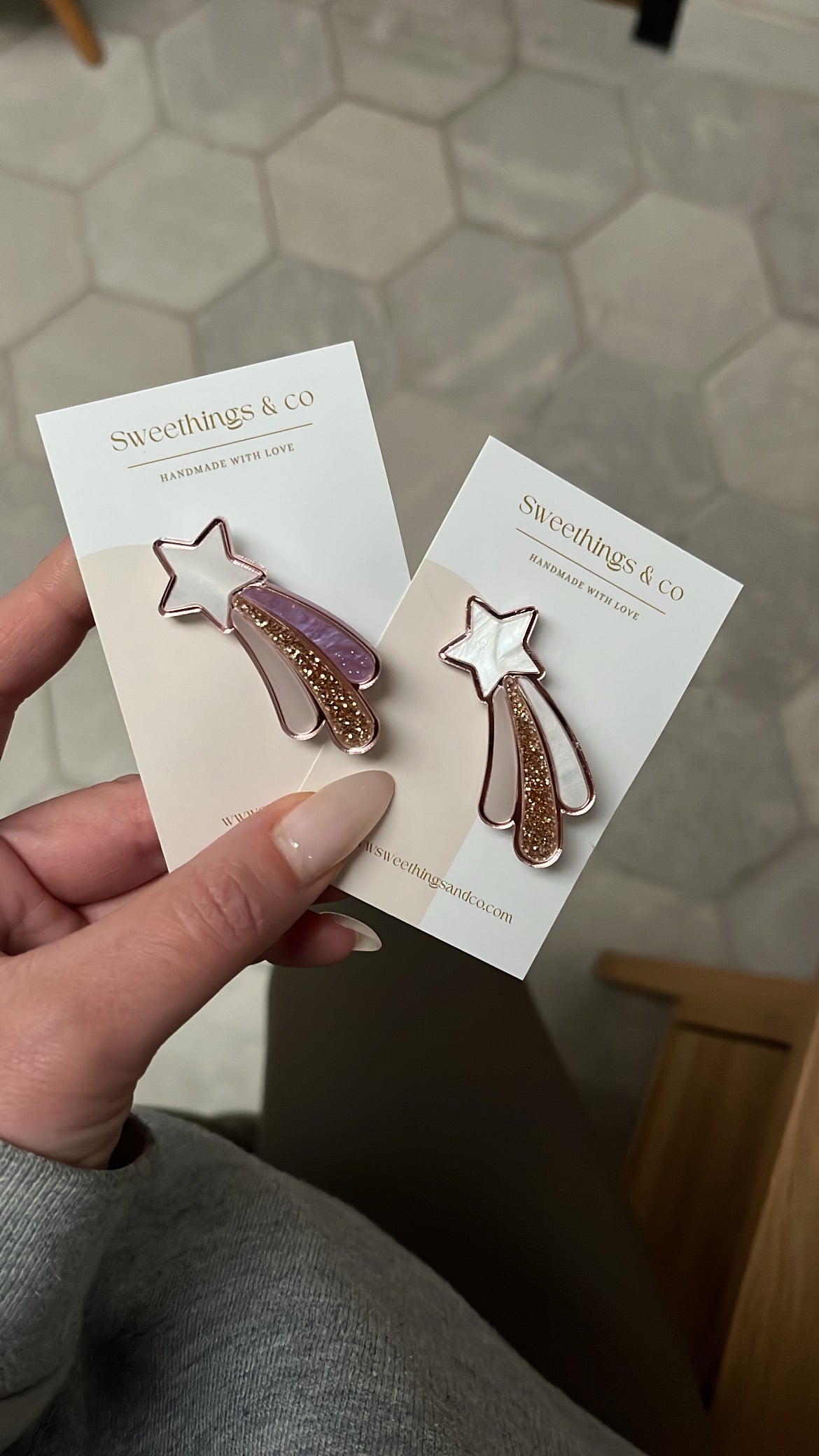 Broche poétique étoile filante