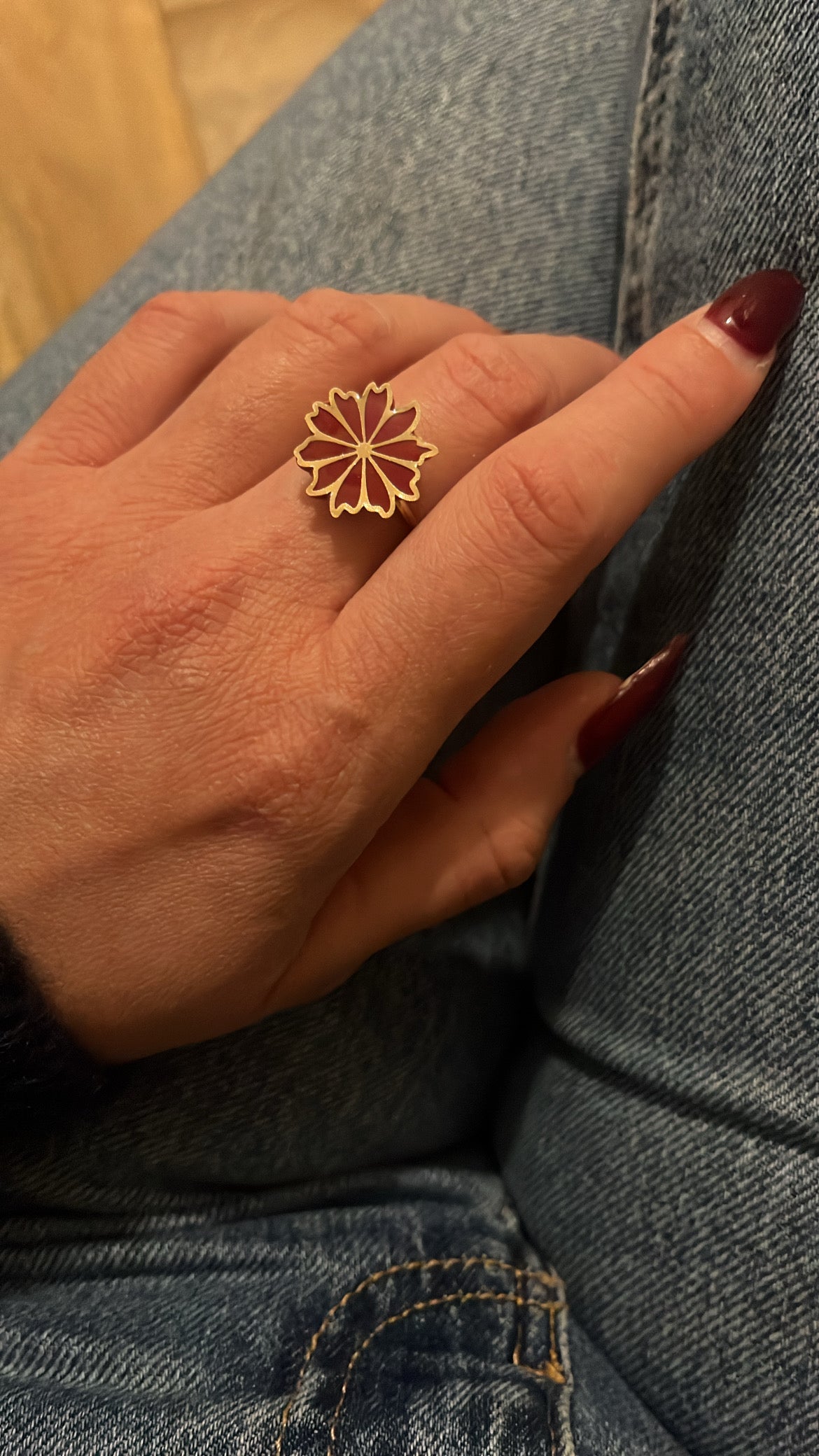 Bague floral acier inoxydable