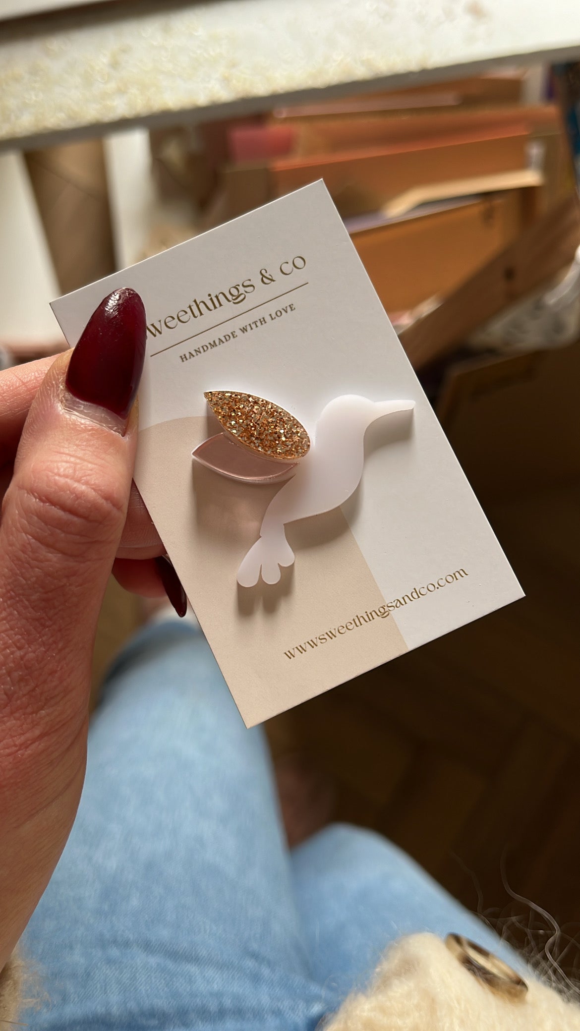 Broche poétique colibri