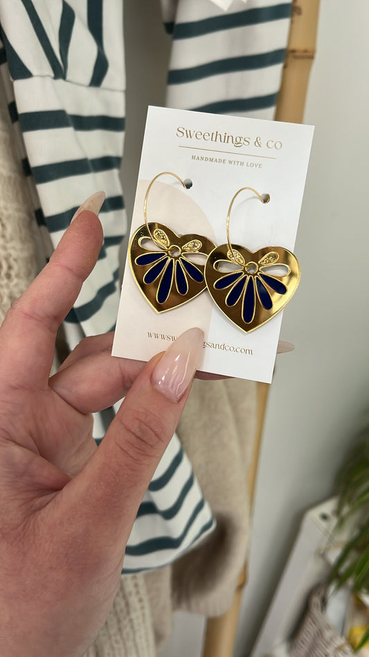 Creoles cœur Personnalisation # 1 : paillettes + couleur unie