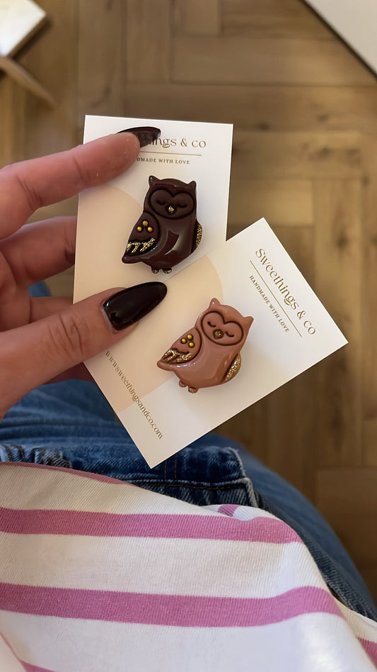 Broche poétique hiboux