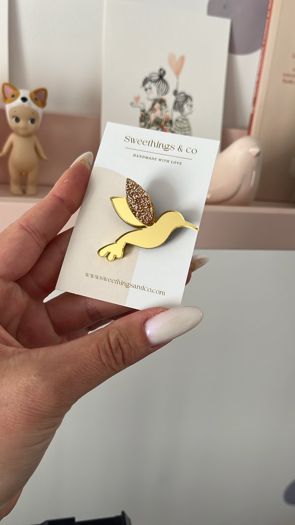 Broche poétique colibri