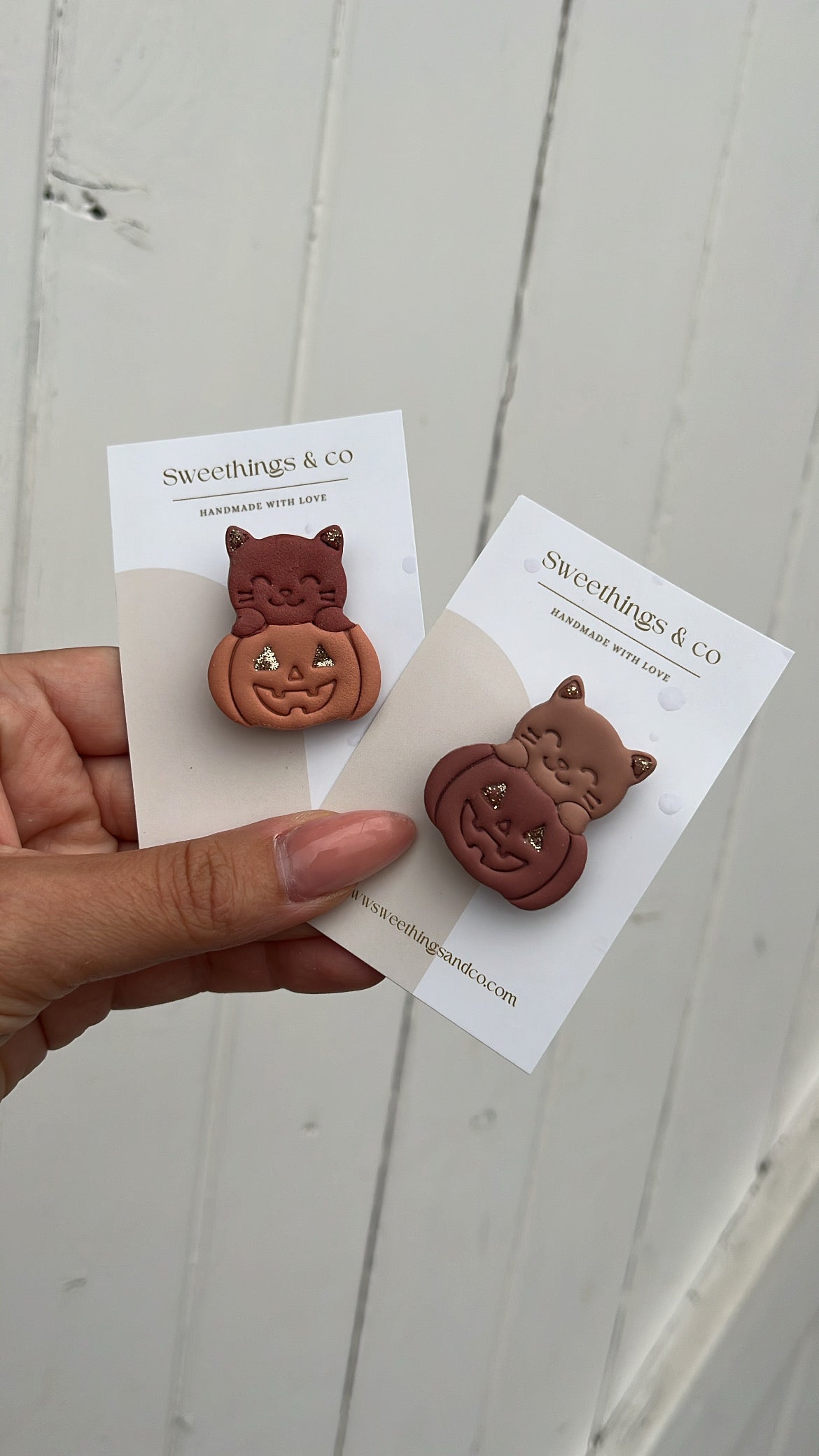 Broche chat citrouille