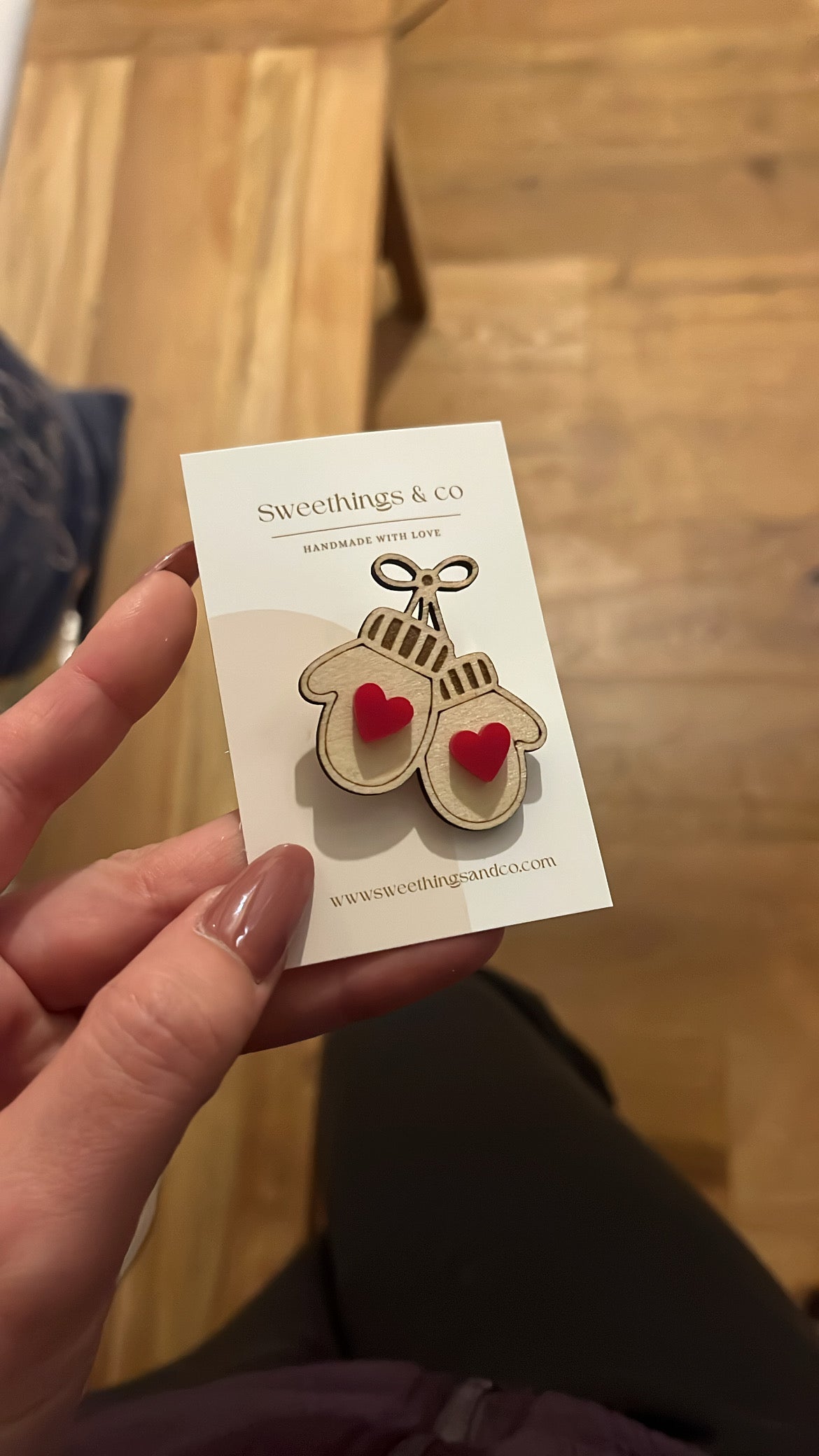 Broche poétique moufle de Noël