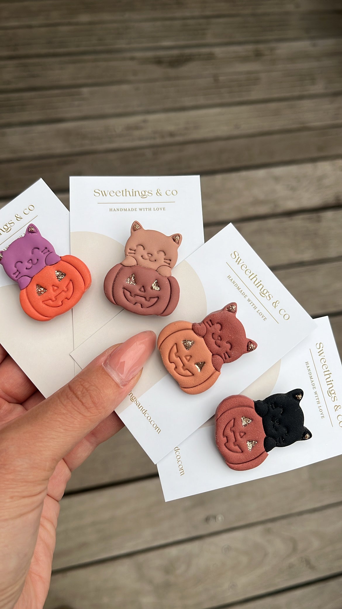 Broche chat citrouille