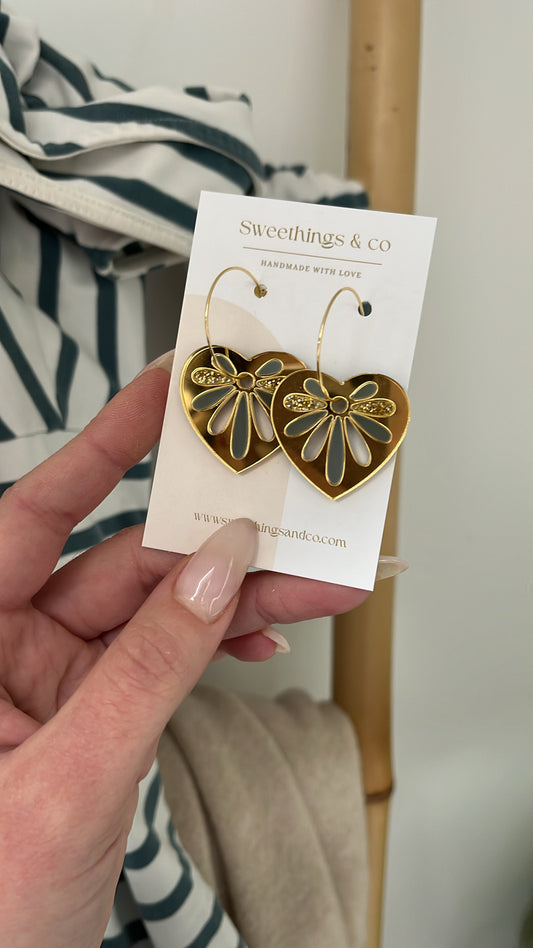 Creoles cœur Personnalisation #5 : paillettes et 1 couleur unie