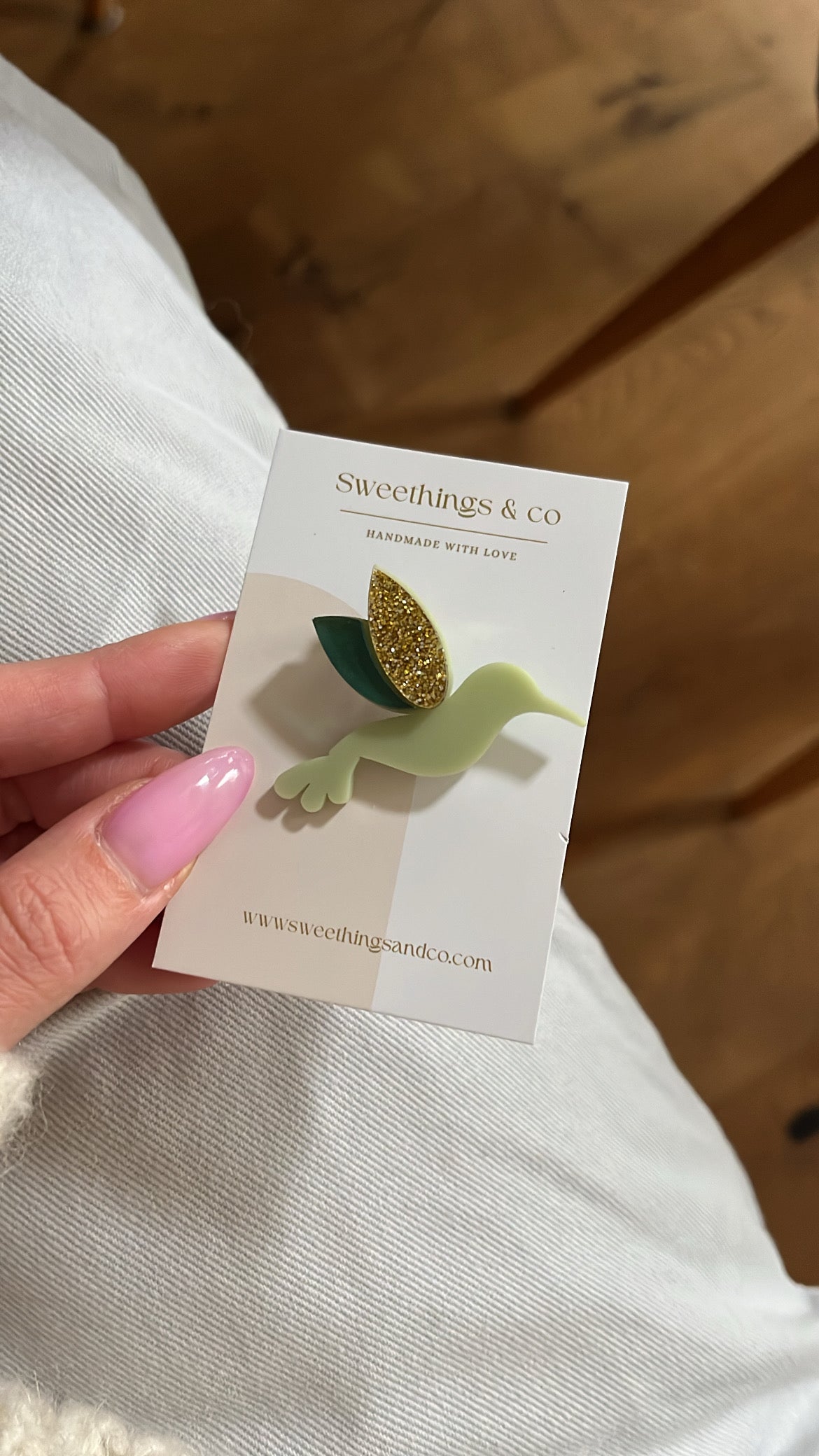 Broche poétique colibri