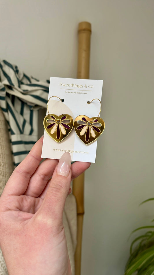 Creoles cœur Personnalisation #2 :  2 couleurs unies