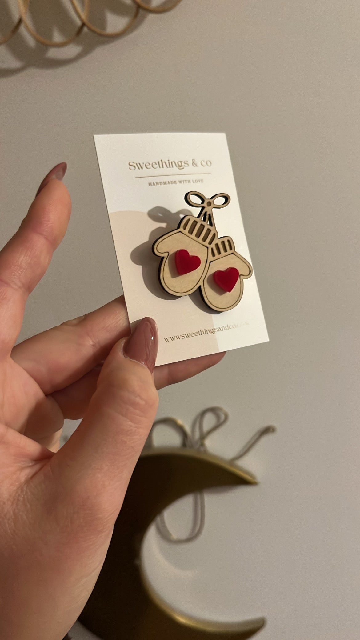 Broche poétique moufle de Noël