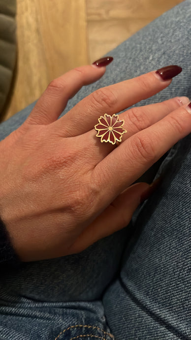 Bague floral acier inoxydable
