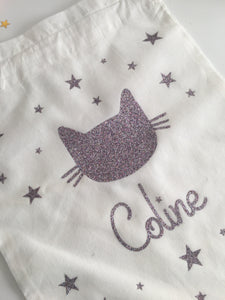 Pochette Prénom Petit Chat ★ Couleurs au choix ♡