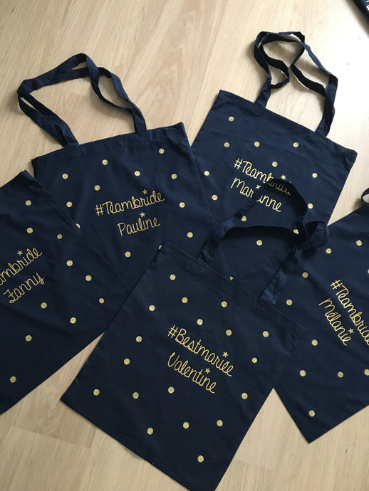 Tote Bag Confettis ♡ Phrase au Choix + Couleur tissus