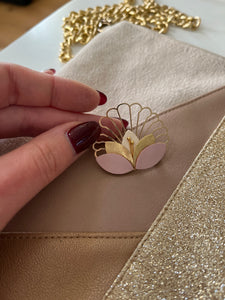 Broche poétique PAON pastel