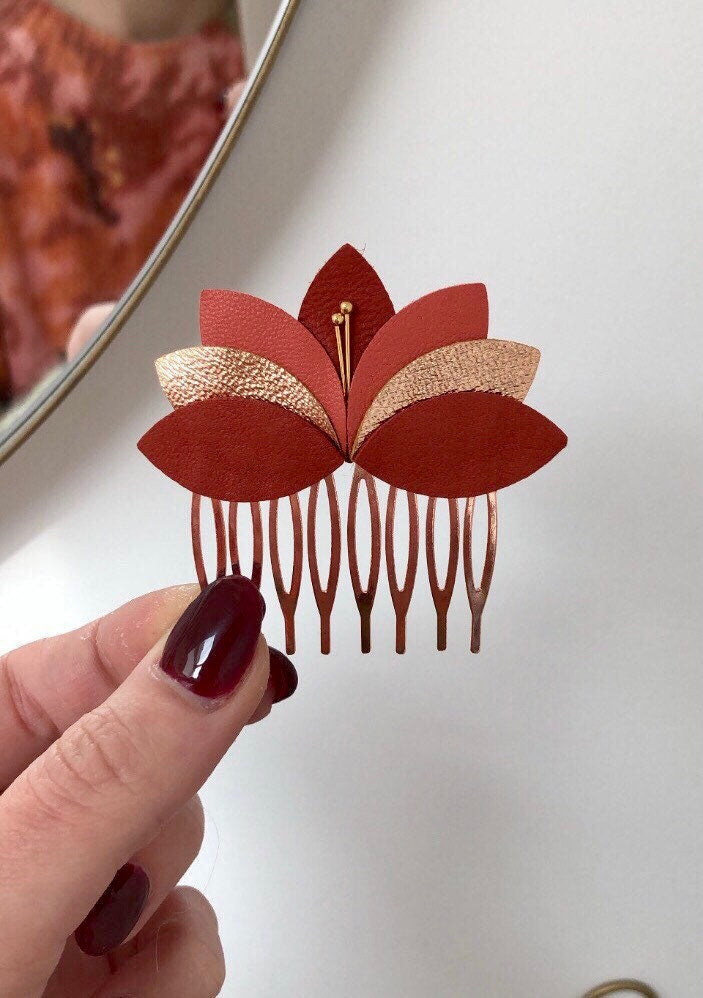 Peigne Floral Corail Grand Format