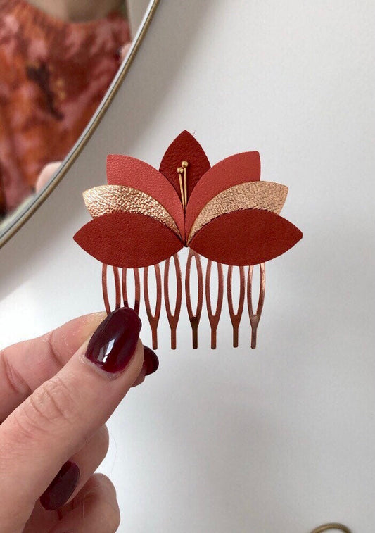Peigne Floral Corail Grand Format