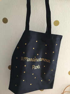 Tote Bag Confettis ★ #Marrainedamour (avec ou sans prénom)