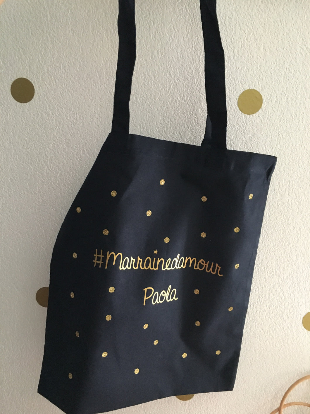 Tote Bag Confettis ★ #Marrainedamour (avec ou sans prénom)